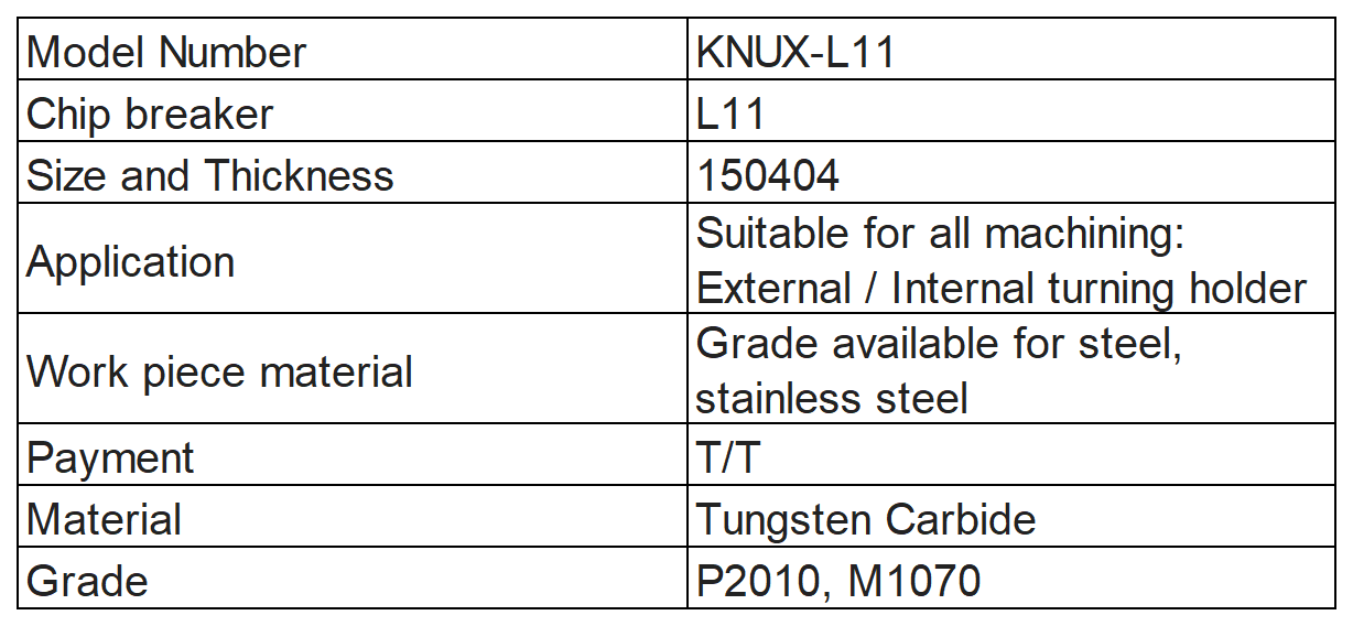 KNUX 150404 Left Hand Negative Turning Insert CNC Machining - Cast Iron Inserts - 1