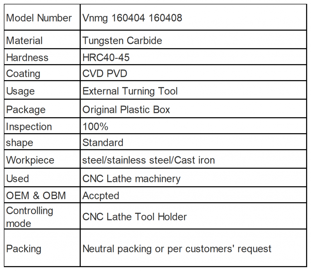 Tungsten Carbide Turning Tool Insert VNMG 160404 160408 For CNC Cutting Lathe Machine - Common Turning Inserts - 1