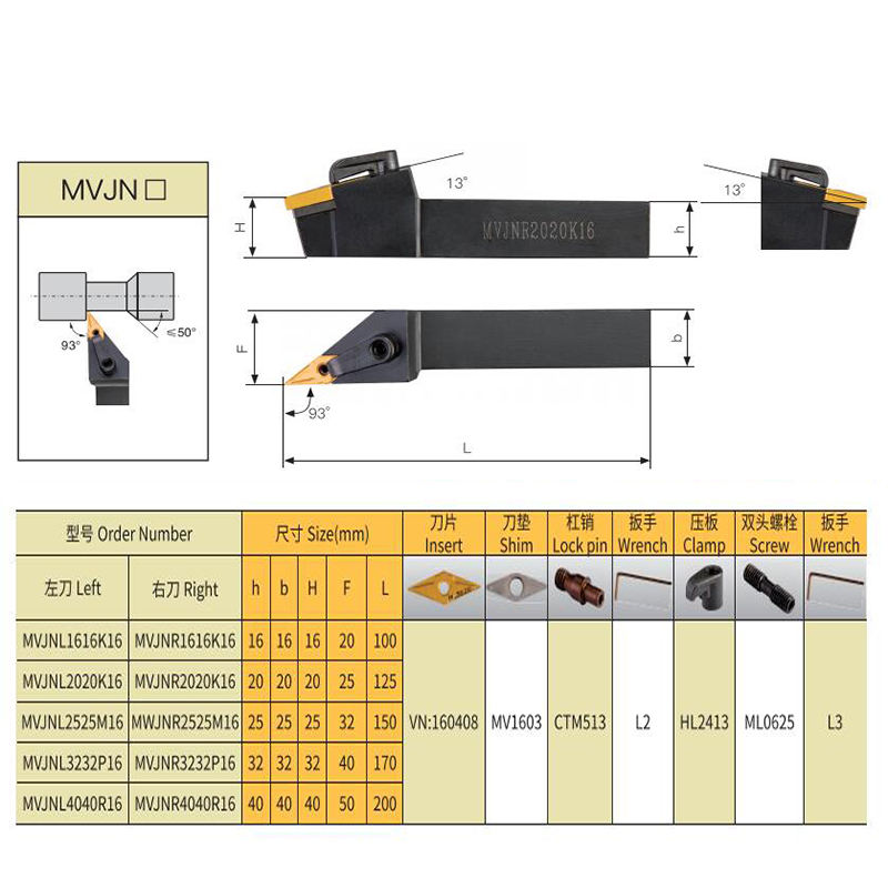 MVJNR MVJNR External Tool Holder - CNC Tool Holder - 3