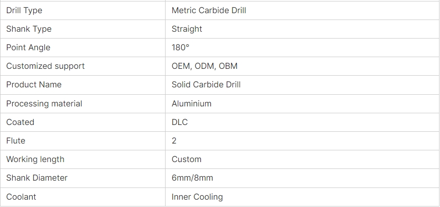 DLC Drilling Aluminium Processing Mechanical Inner Cooling - Carbide Drill - 1